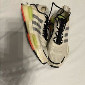 Adidas White and Gray Sneakers with Red and Green Accents